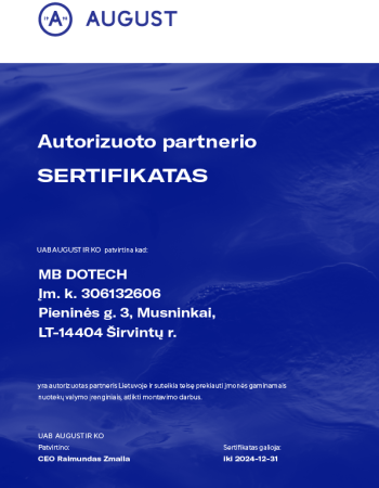 Dotech Autorizuoto partnerio sertifikatas 2024